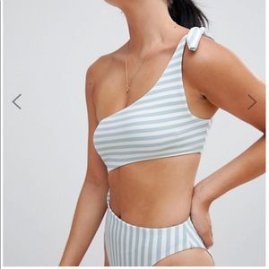 NWT ASOS XS Striped Asymmetrical Onepiece Swimsuit